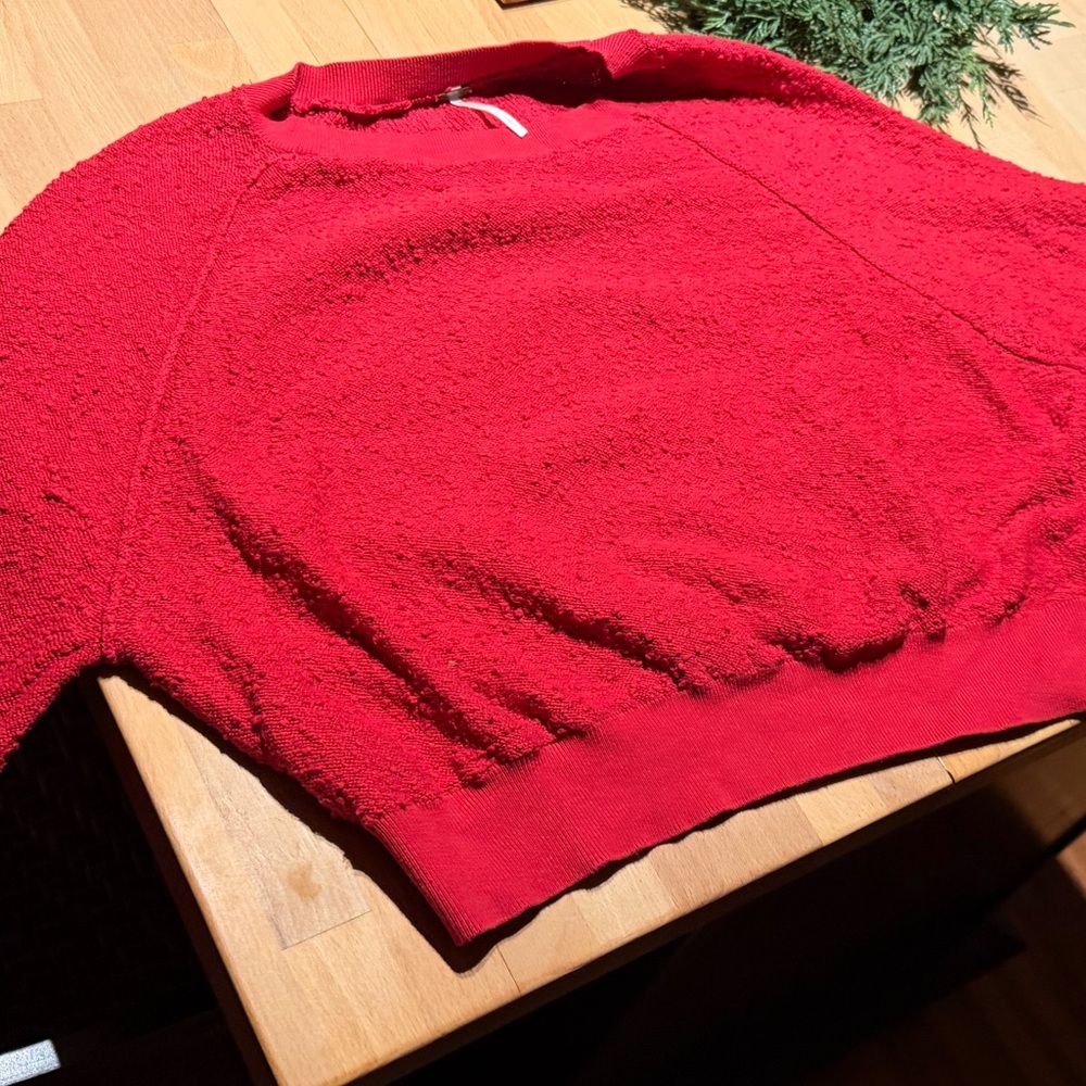 Free People Vibrant Red Crew Neck Sweater